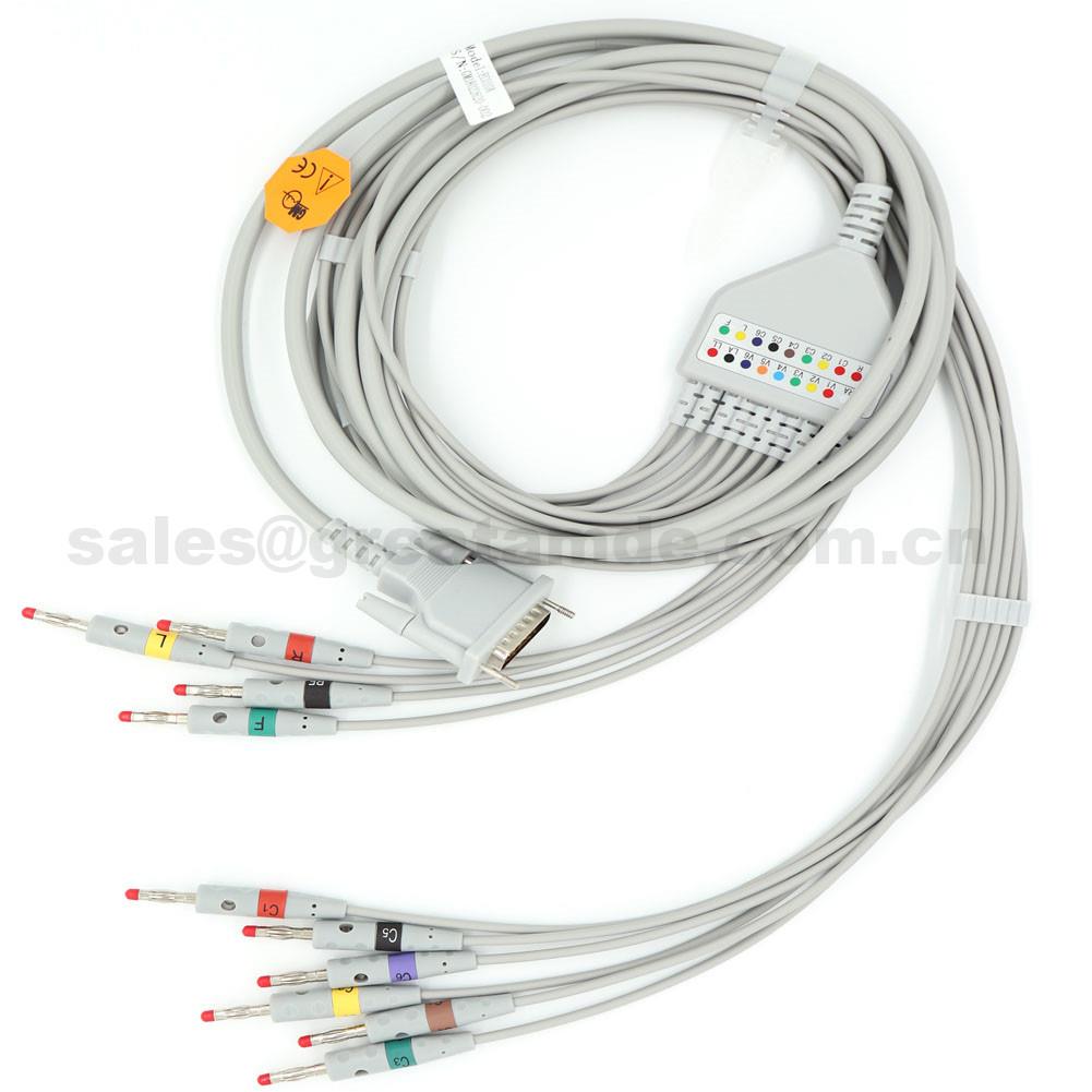 Kabel EKG10A Schiller EKG, IEC, DB15M Banana 4.0, AT-1, Použití s Schiller AT-102, CS-200, EC010A schiller EKG cable , IEC, DB15M Banana 4.0 , AT-1 ,Use with Schiller AT-102, CS-200,