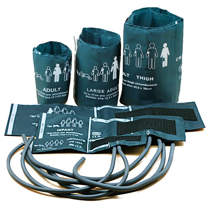 Novorozenec, kojenecká, dítě, dospělý, THIGH krevní tlak s manžetou s plynem