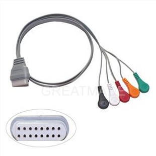 Holter Recorder ECG Patient Cable 16 Pin 5 Leads Snap 4.0 IEC Standard Kompatibilní pro Edan Holter Recorder Machine SE-2003 2012